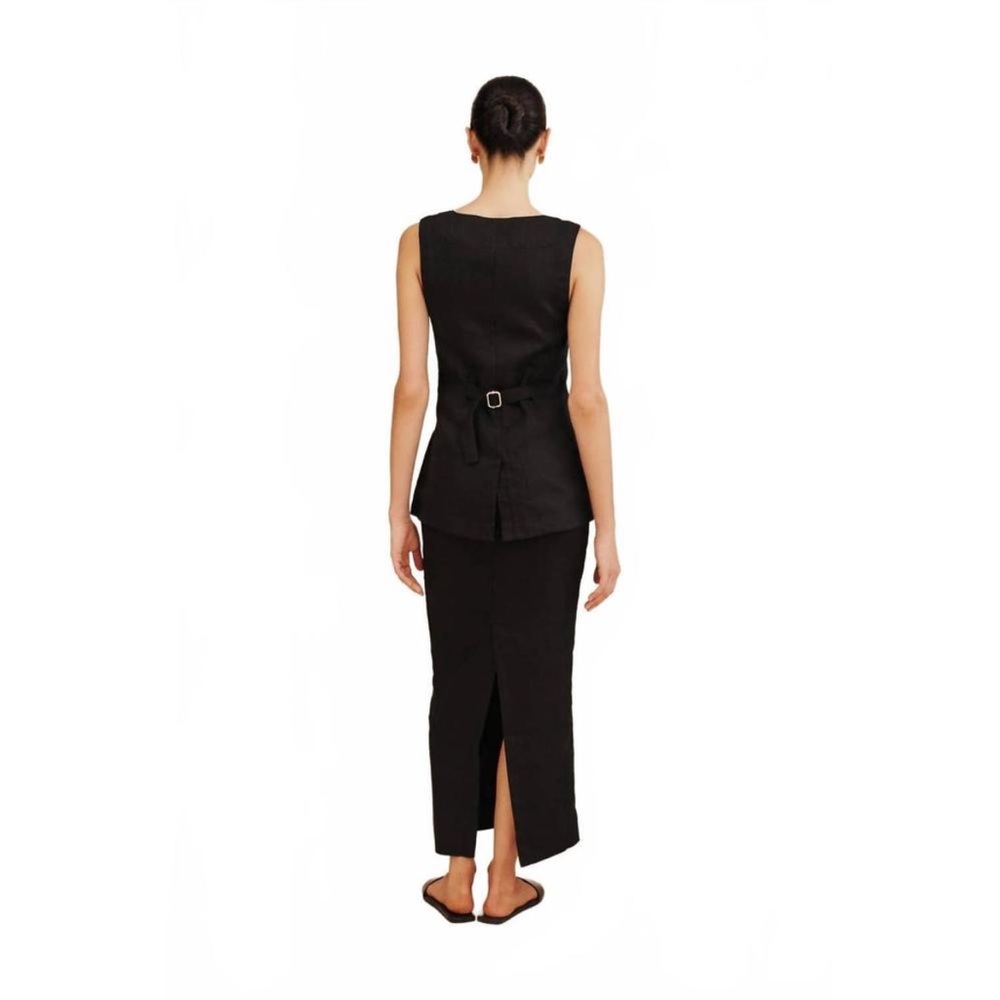 Posse Emma Linen Black Vest Size Medium - Picture 4 of 10